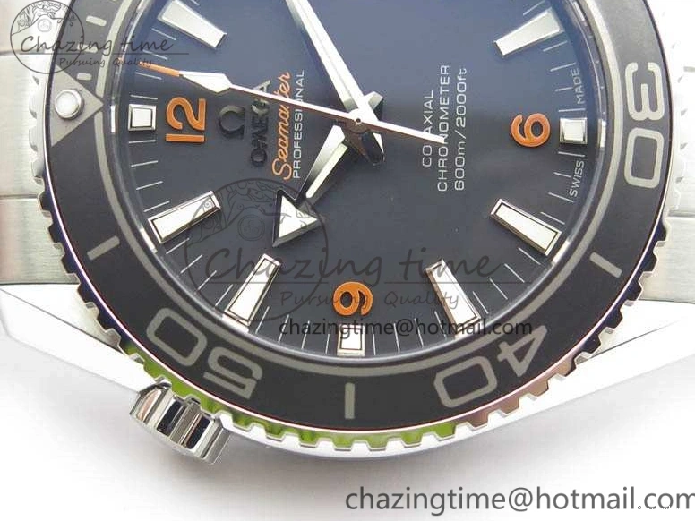 0508 Planet Ocean Pro 45mm OMF 1:1 Best Edition Orange Marker On SS Bracelet A8500 (Black Balance Wheel) Durable 8141